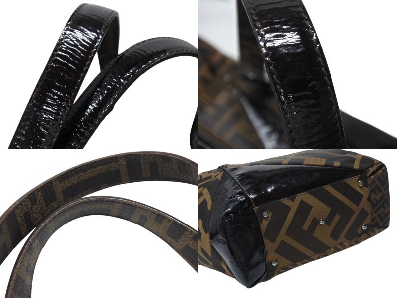 FENDI フェンディ ズッカ柄 ハンドバッグ AO64176 キャンバス エナメル  