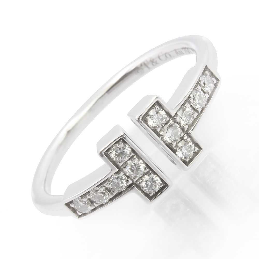ティファニー T ワイヤー リング 指輪 ＃8号 K18WG 750 12Pダイヤモンド 0.13ct ホワイトゴールド 60147237 TIFFANY-Co