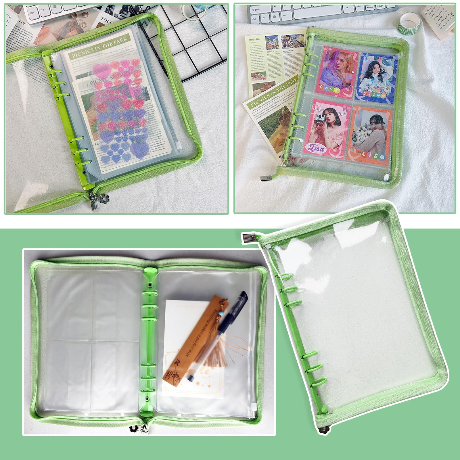  DY 2 ten A 5 バインダー 6穴 ファスナーポケット 透明 クリアポケットリフィル 入り お金管理用ファイル トレカケース アクスタケース 推し活グッズ オタ活 コレクトブック スプリングファイル ファイル バインダー ケース