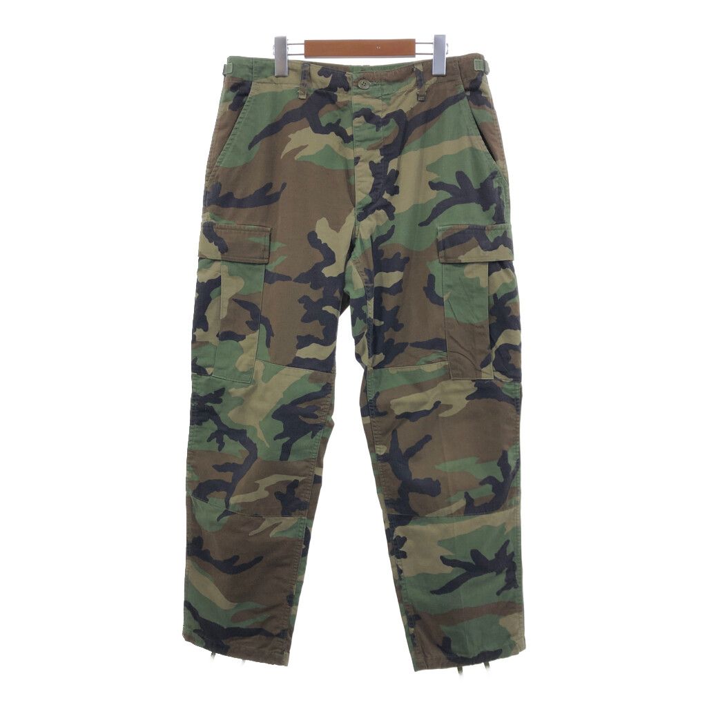 90年代 米軍実物 U.S.ARMY BDU フィールド カーゴパンツ ミリタリー ウッドランドカモ グリーン (メンズ MEDIUM SHORT) 中古 古着 Q7833