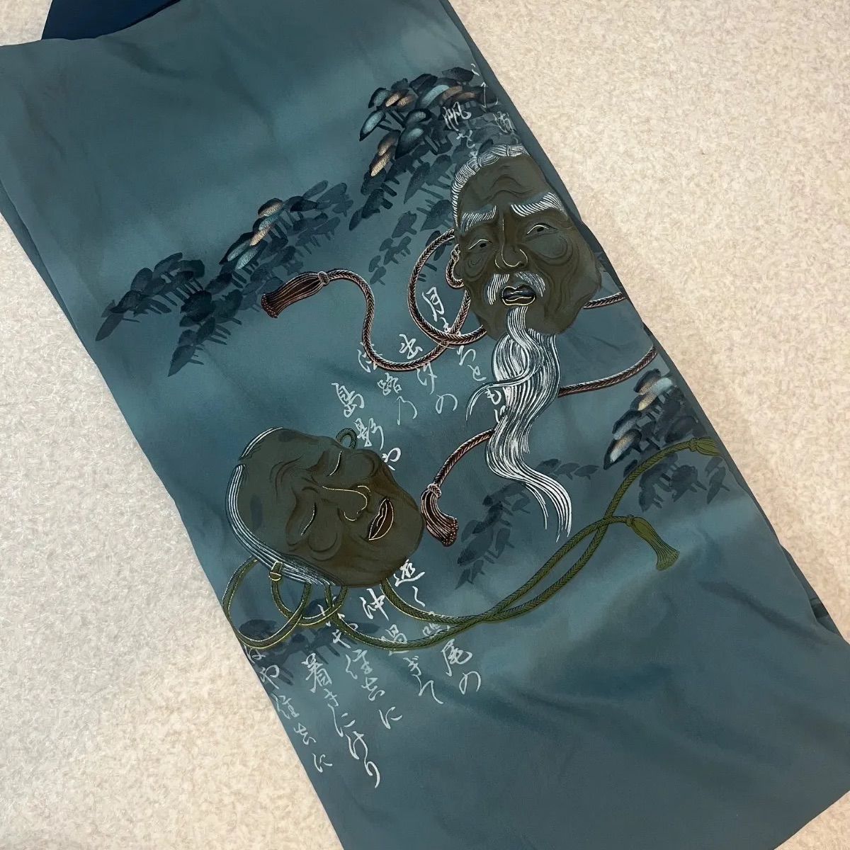 ビィンテージ男物春画長襦袢 美品 正絹 長襦袢 メンズ 男 春画 着物歌麿 浮世絵 着物 レトロ