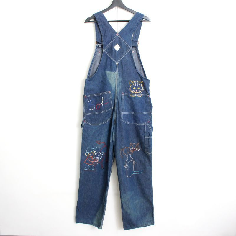 70s vintage BIGMAC 刺繍 ヒッピー デニム オーバーオール メンズ M