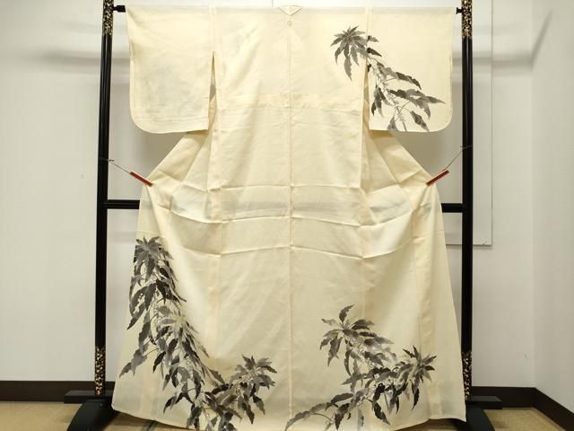 平和屋着物＊夏物 訪問着 絽 手描き 草花文 金彩 正絹 逸品 AAAZ1300fy