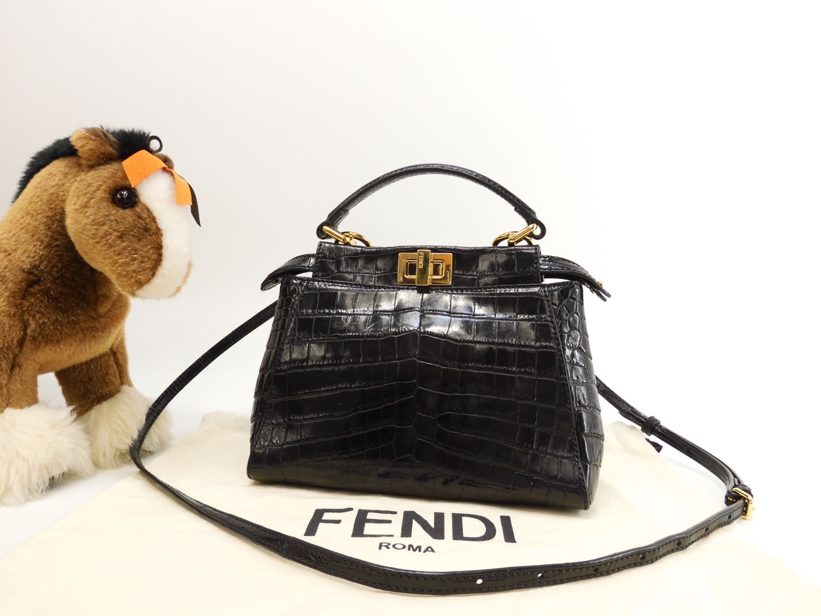したが FENDI - FENDI フェンディ クロコダイル ハンドバッグ 正規品の ...