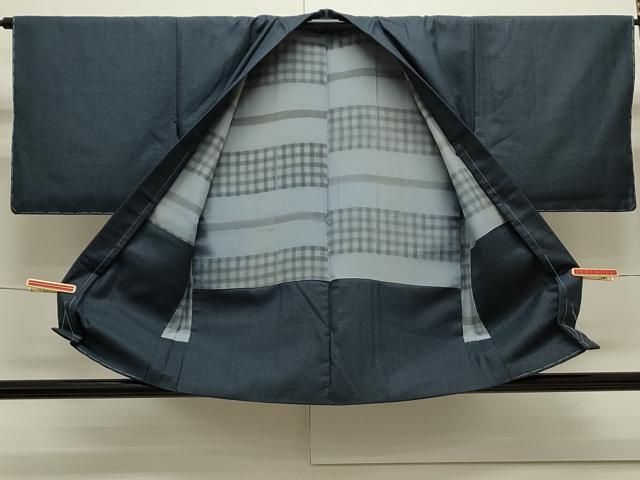 平和屋着物○上質なお召 アンサンブル 100亀甲 正絹 逸品 未使用