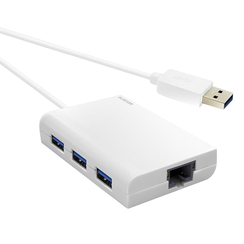 人気セール，得価 エレコム 有線LANアダプタ USB3.0 ギガビット対応 USBハブ3ポート付 ホワイト EDC-GUA3H-W 0 USBハブ