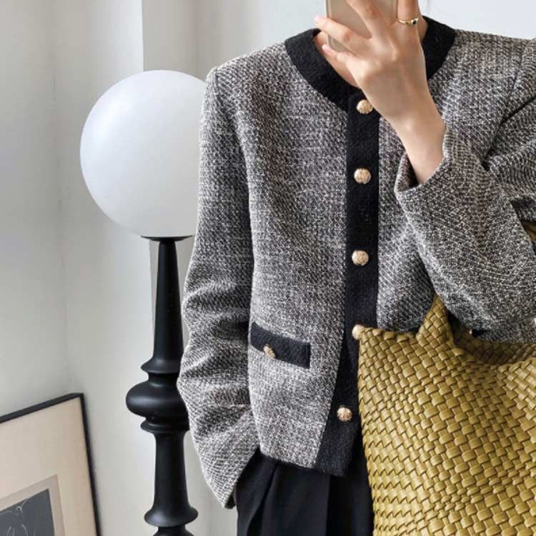 美品✩グリーンレーベル ツイード ノーカラージャケット 卒業式 入学式 スーツ ツイードライク ノーカラー ジャケット