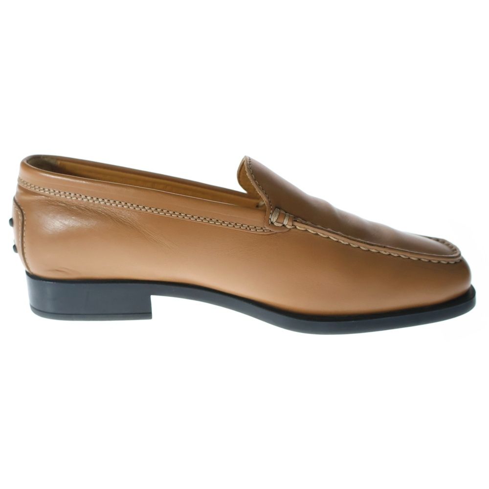 トッズ　ローファー　ダブルT フリンジ　ロゴ刻印　ブラウン　レザー　37 トッズ ローファー ダブルT フリンジ ロゴ刻印 ブラウン レザー 37