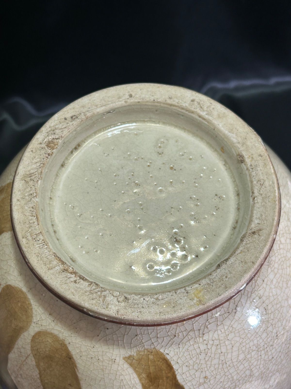 金彩色絵 牡丹図 肉厚 肉筆 双耳 象耳 薩摩焼 古薩摩 床