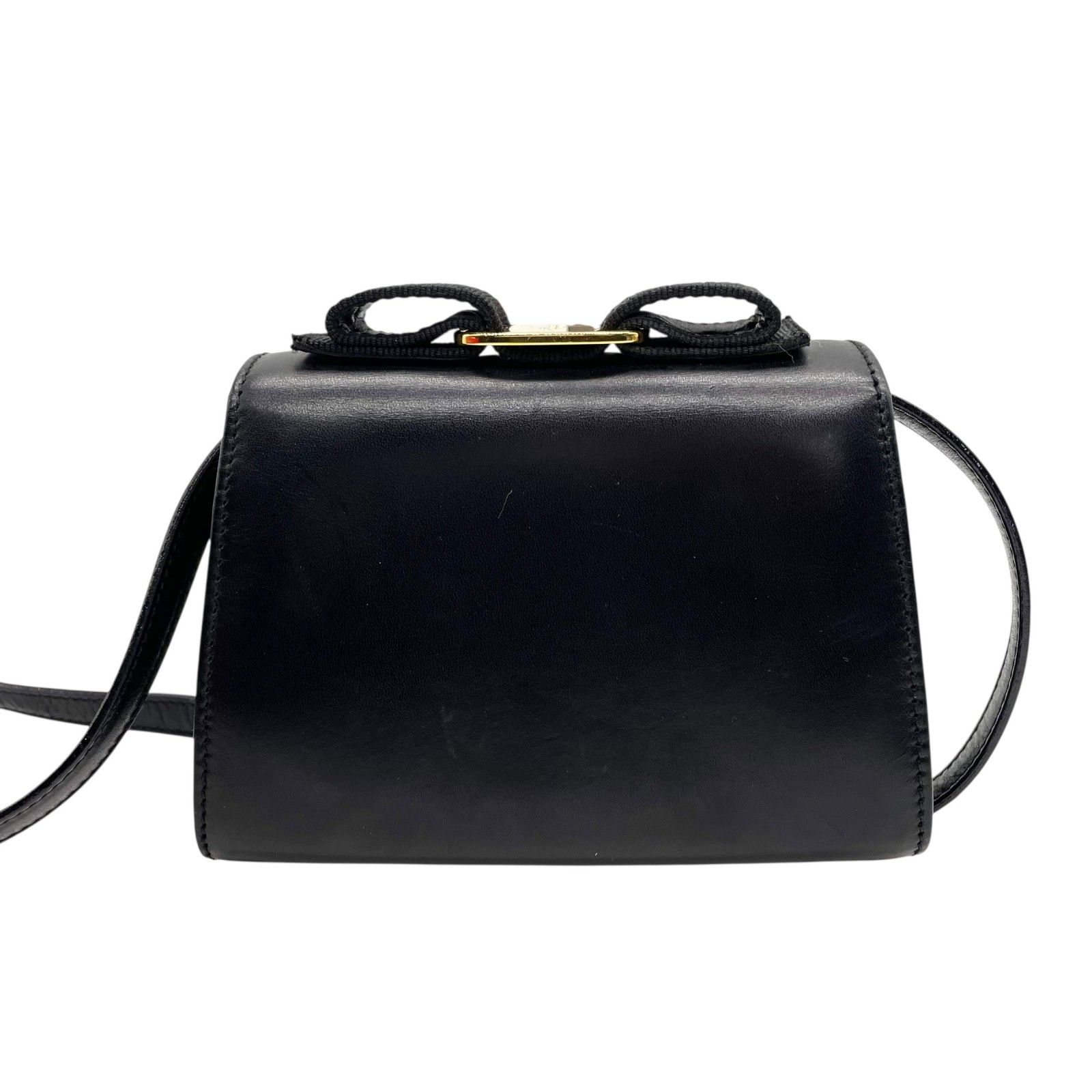 フェラガモ リボン付きブラックナイロンバッグ フェラガモ ナイロン