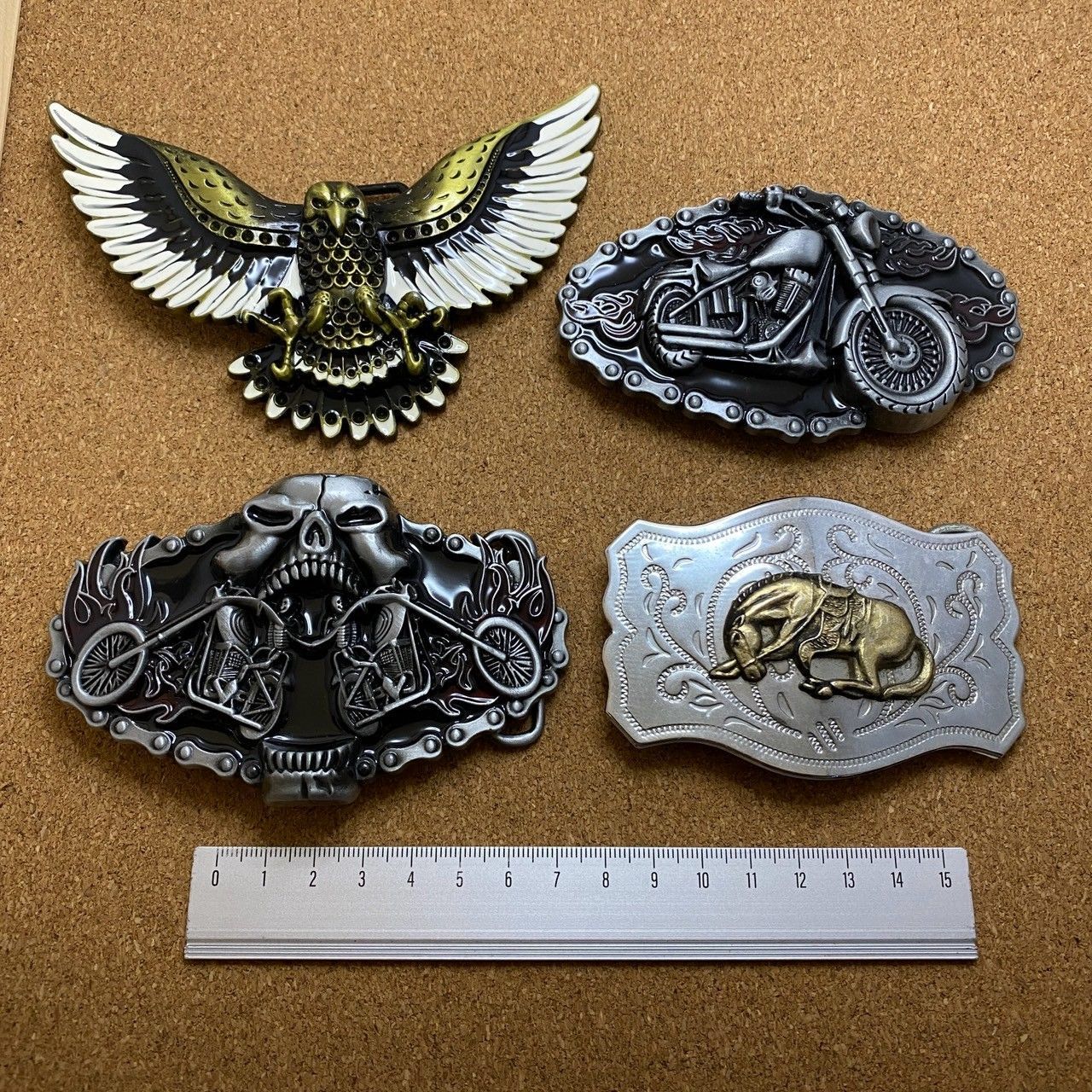 バックル 梟 鳥 アメリカン バイク チェーン ライダー スカル