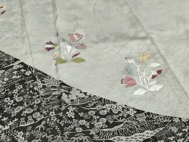 平和屋着物□訪問着 刺繍 草花文 金銀彩 正絹 逸品 AAAQ9429gw 平和屋着物□訪問着 刺繍 草花文 金銀彩 正絹 逸品 AAAQ9429gw