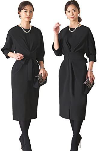 Size 5L_Color ブラック BL ルイ ルエ ブティック 2Way バルーンスリーブ Iライン ワンピース レディース ママ 母 ミセス フォーマル 膝下 タイトスカート 大きいサイズ オールシーズン セレモニー 入学式 入園式 卒業式 卒園式