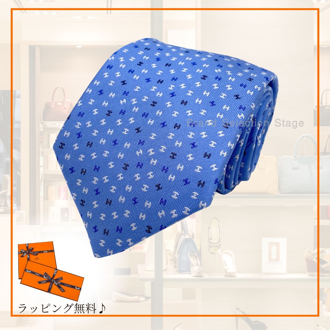 HERMES  ネクタイ ITS RAINING マリンフォンセ 新品未使用 新品】エルメス HERMES ネクタイ ヘヴィシルクタイ 7cm《 IT'S RAINING