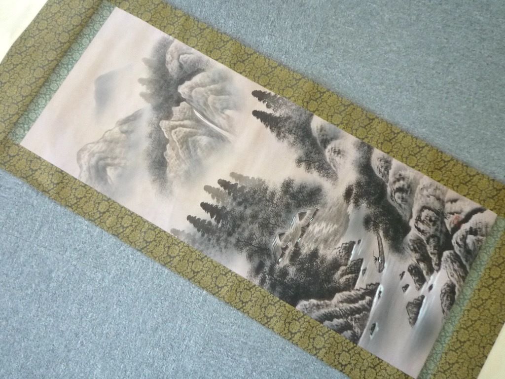 美術品・アンティーク・コレクション 旧家蔵出 掛軸 玉泉 水墨 山水