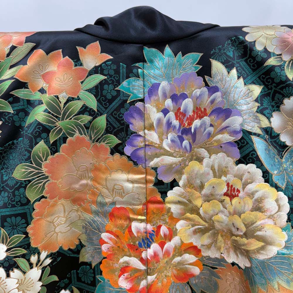 色打掛 正絹 ポリエステル 黒 打掛 花嫁衣裳 婚礼 リサイクル 中古  