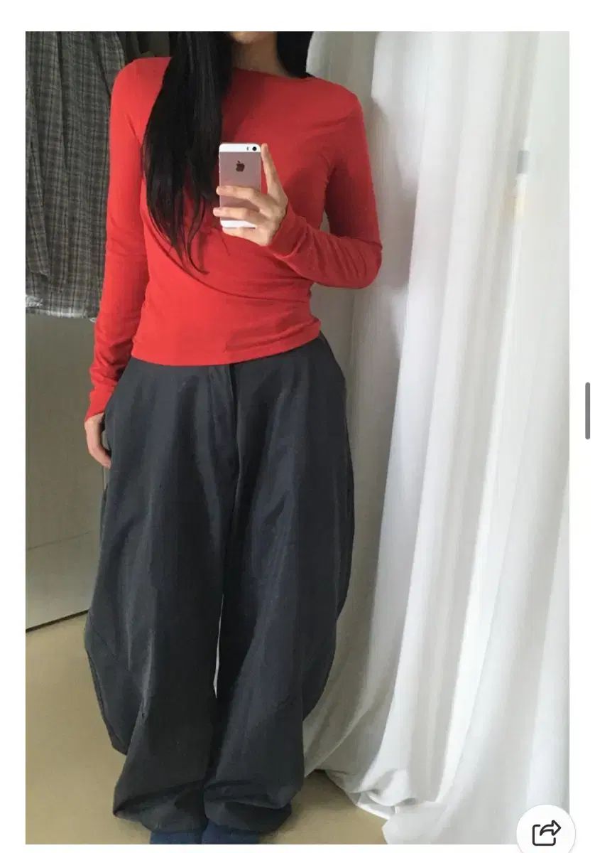 e il ワイド スラックス パンツ チャコール m