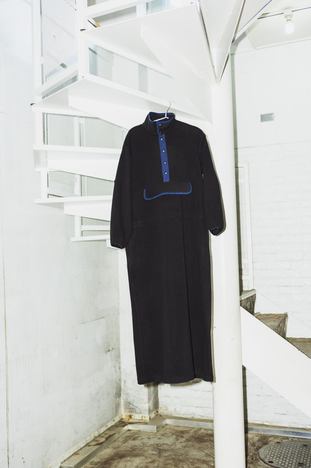 MEYAME メヤメ FLLECE SNAP LONG DRESS BLACK フリース スナップ ロングドレス ワンピース
