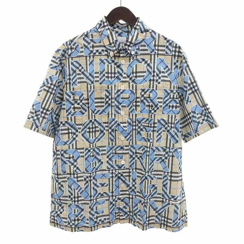 バーバリー|BURBERRY ロゴ総柄 ノバチェック シャツ 半袖シャツ マルチカラー サイズ メンズM