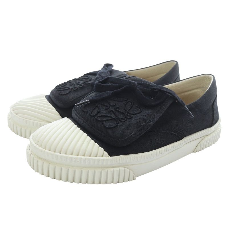 ロエベ アナグラムフラップ キャンバススニーカー ロゴ 37 黒 - メルカリ