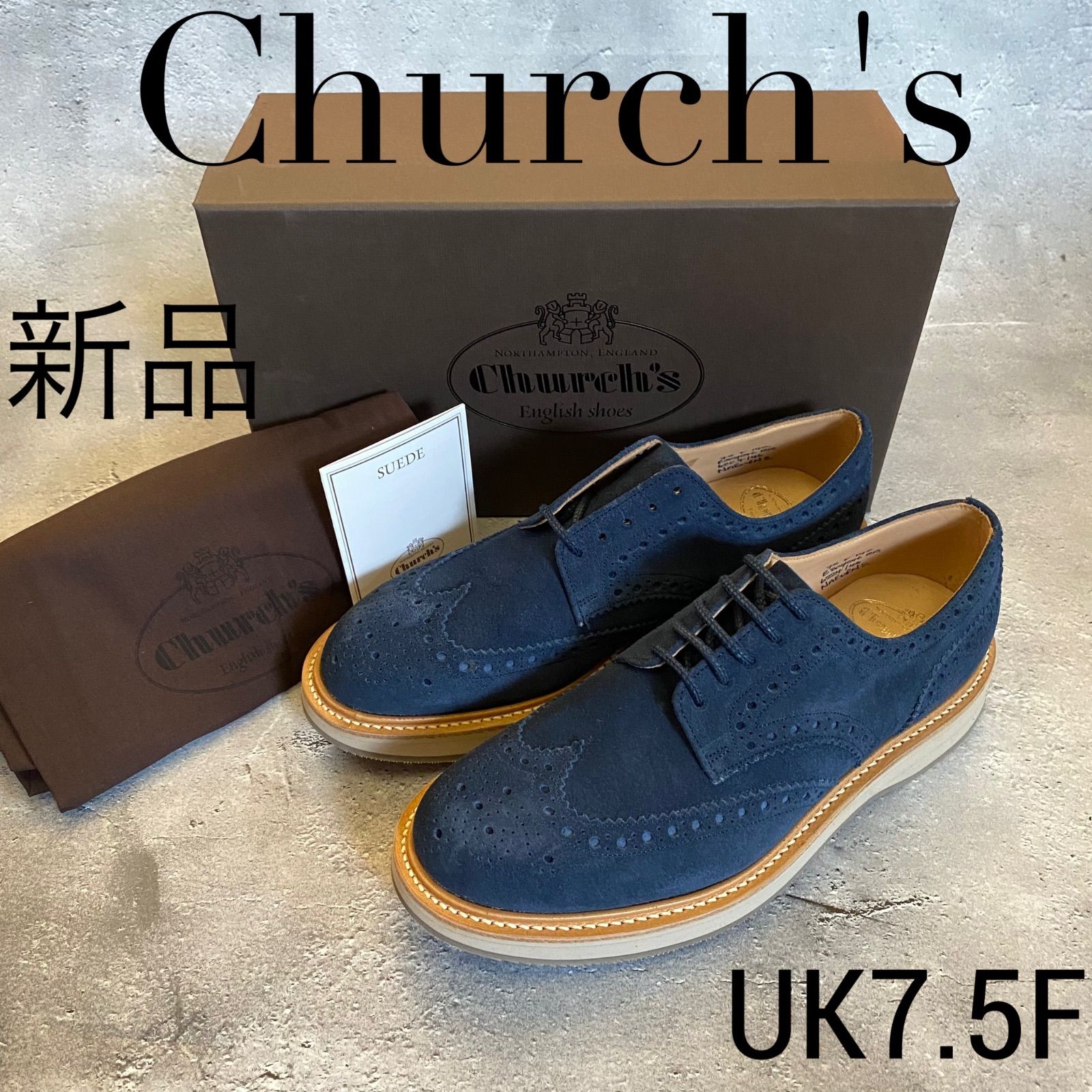 Church's チャーチ ネイビースエードフルブローグBERLIN80G Church's チャーチ ネイビースエードフルブローグBERLIN80G