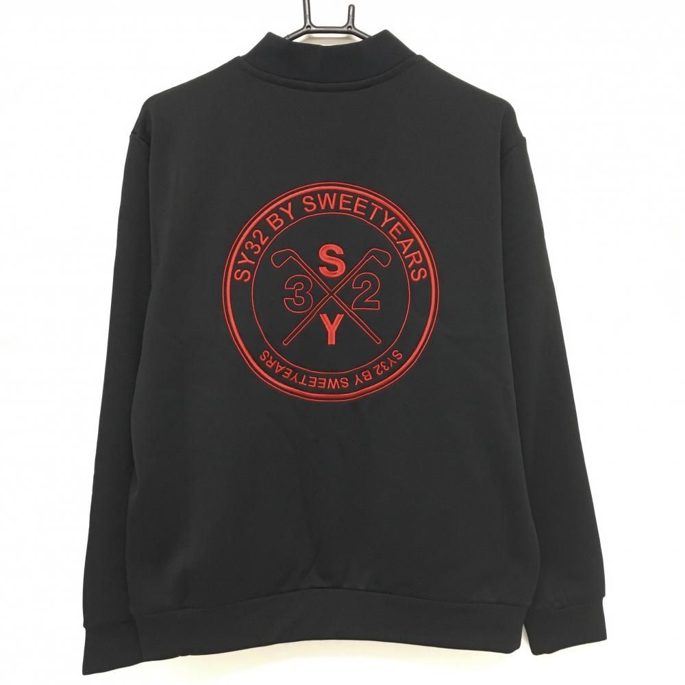 SY 32 トレーナー 黒 レッド スナップボタン 裏起毛 CORDURA メンズ L ゴルフウェア モデル BY SWEET YEARS