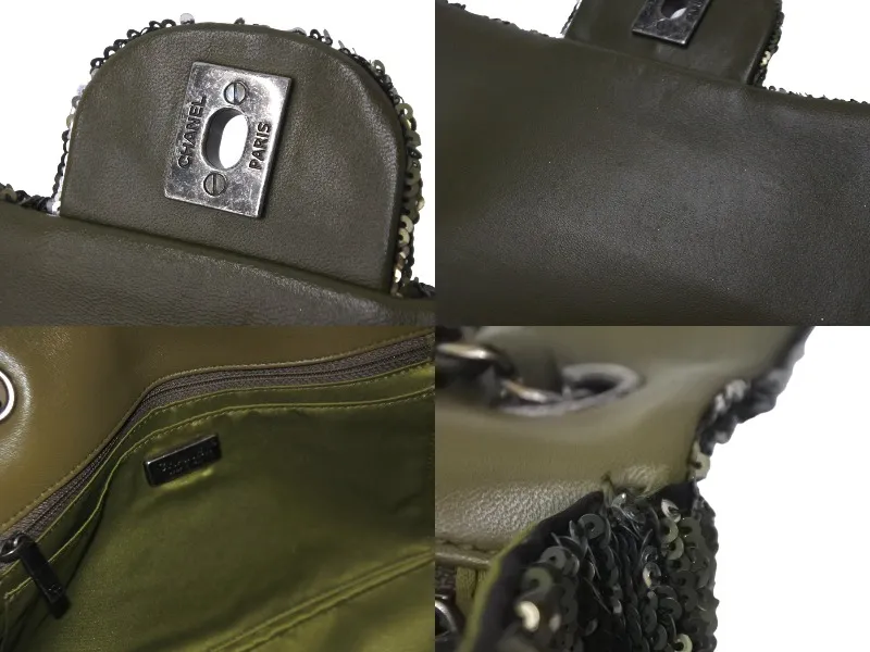 CHANEL シャネル ココキューバ スパンコール ボディバッグ 23番台 2016 スパンコール ラムスキン カーキ シルバー 美品 中古 4b010204 楽天市場】CHANEL シャネル ココキューバ スパンコール チェーン