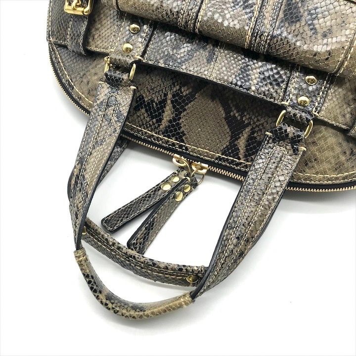 良品 COACH コーチ ミランダプリンテッド パイソン サッチェル ハンド