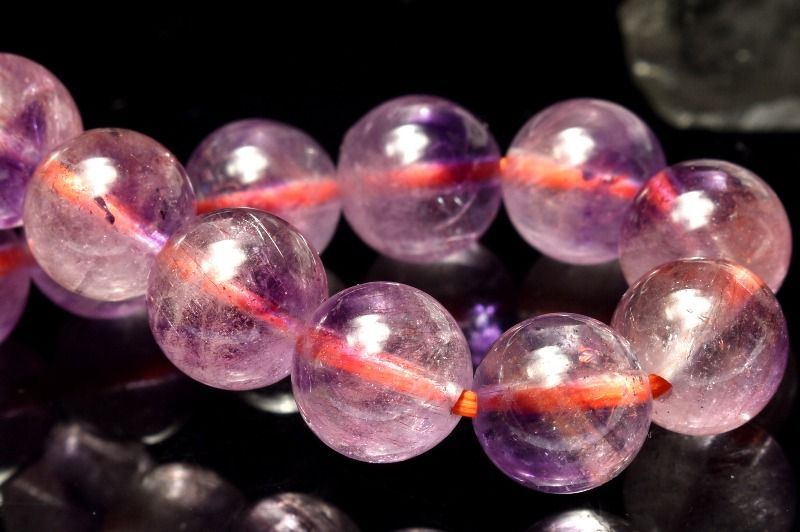 １点物 高品質 華やか ピンクスーパーセブンアメジスト 8.5mm ブレスレット パワーストーン 天然石 _MA8373