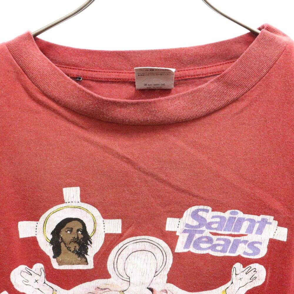 SAINT MICHAEL (セントマイケル) 21AW × DENIM TEARS STT TEE YES DEEPRED デニムティアーズ  ヴィンテージ加工 フロントプリント クルーネック カットソー 半袖Tシャツ レッド SM-A21-0000-045 - メルカリ