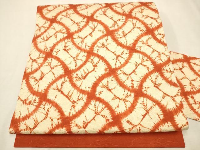 岩手南部茜染め　竹紫堂名古屋帯　保管品 岩手南部茜染め竹紫堂名古屋帯保管品