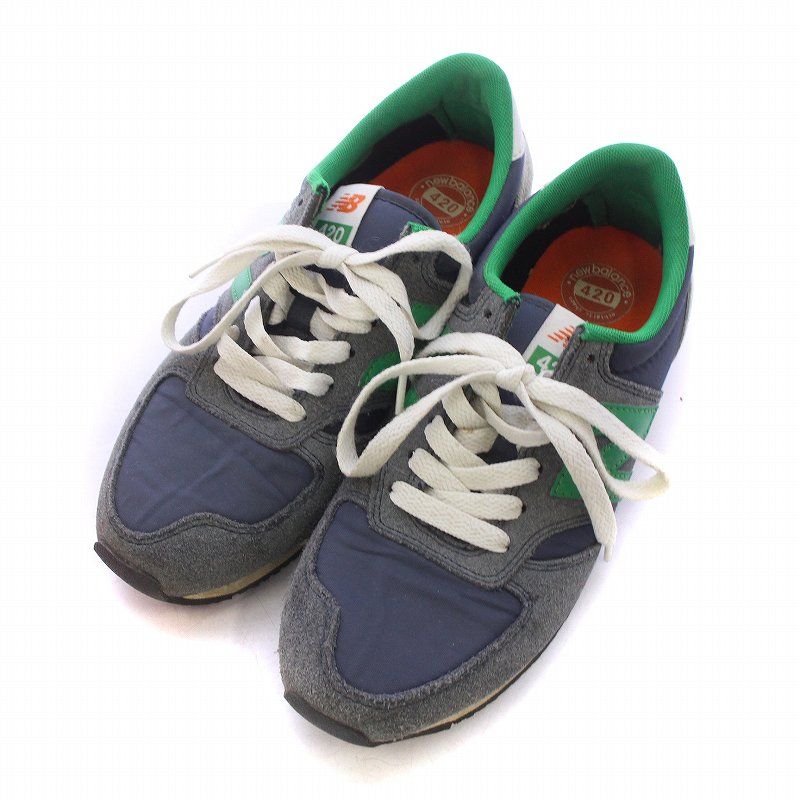 ニューバランス NEW BALANCE 420 スニーカー シューズ ローカット スエード ナイロン US5 23cm 紺 ネイビー 緑 グリーン  U420SNOG /KW - メルカリ