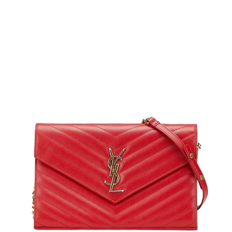 サンローラン YSL Vステッチ チェーンウォレット ショルダーバッグ