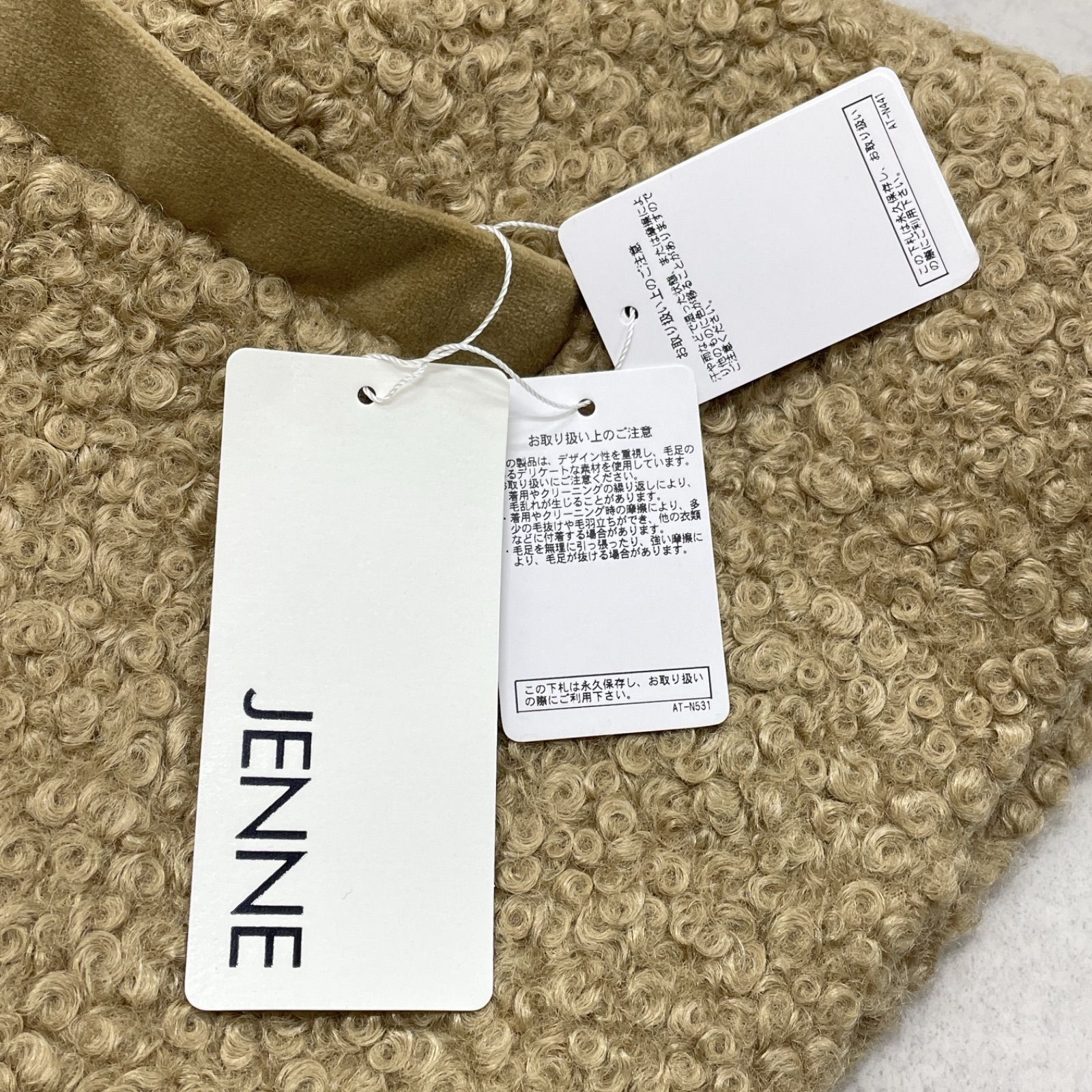 JENNE ジェンヌ ポンチョ ケープコート ボア 襟 ベージュ M WWW_MORNINGWALKER_COM