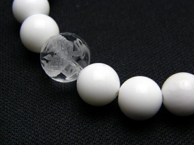 高級四神獣シリーズ 四神獣ブレスレット 水晶彫り 12mm玉 青龍・朱雀