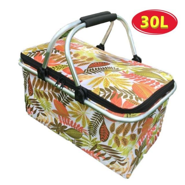 保冷・保温 機能付き 30L 折りたたみ式 エコバッグ【F-215-02】大容量 バスケット 買い物かご 断熱バッグ屋外 ピクニック