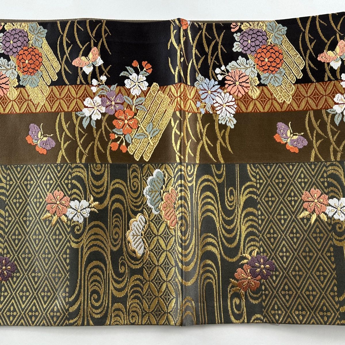 No.2580 正絹花筏金糸箔袋帯 No.2580 正絹花筏金糸箔袋帯 - メルカリ