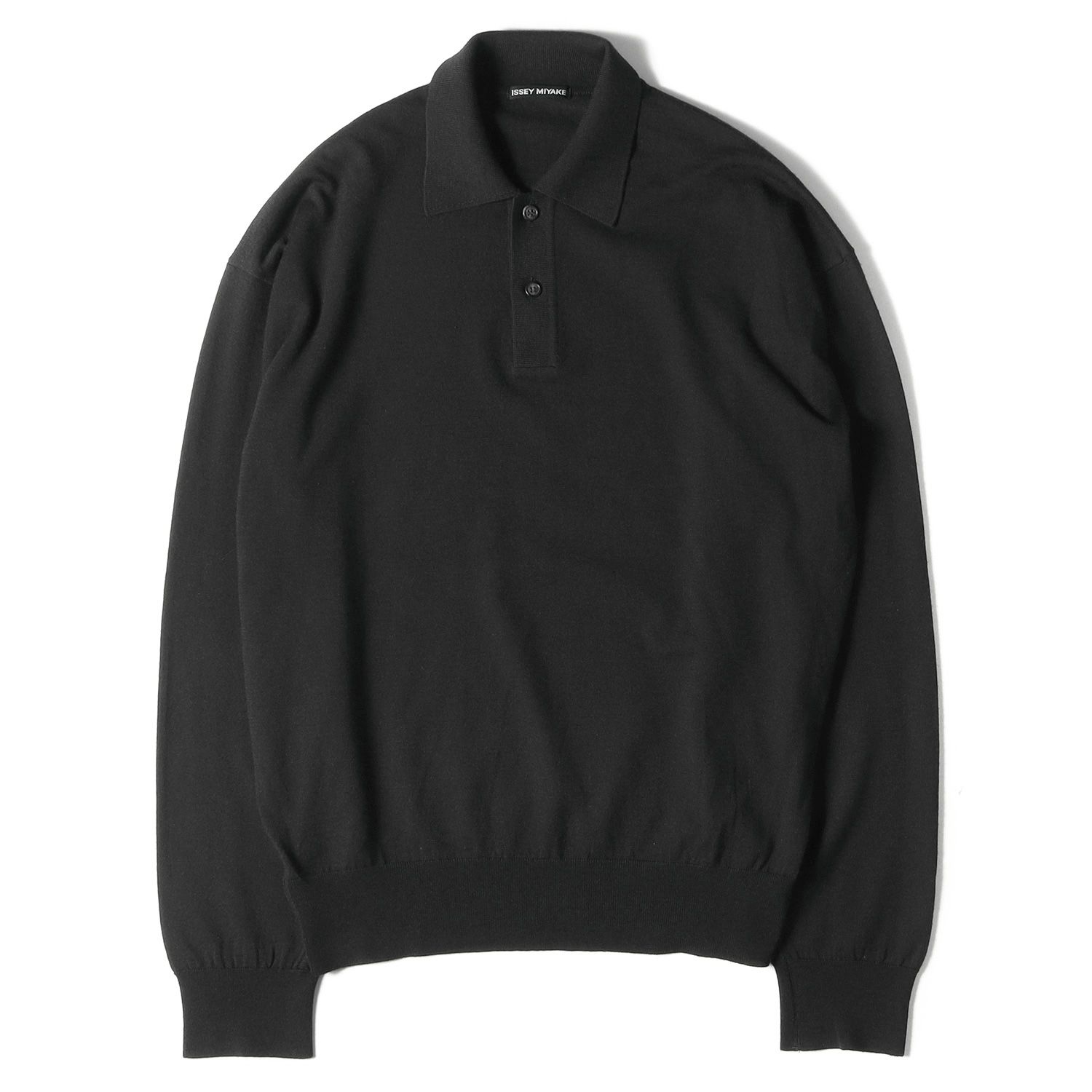 イッセイミヤケ ニットポロシャツ ISSEY MIYAKE イッセイミヤケ ニットポロシャツ ブラック L 長袖