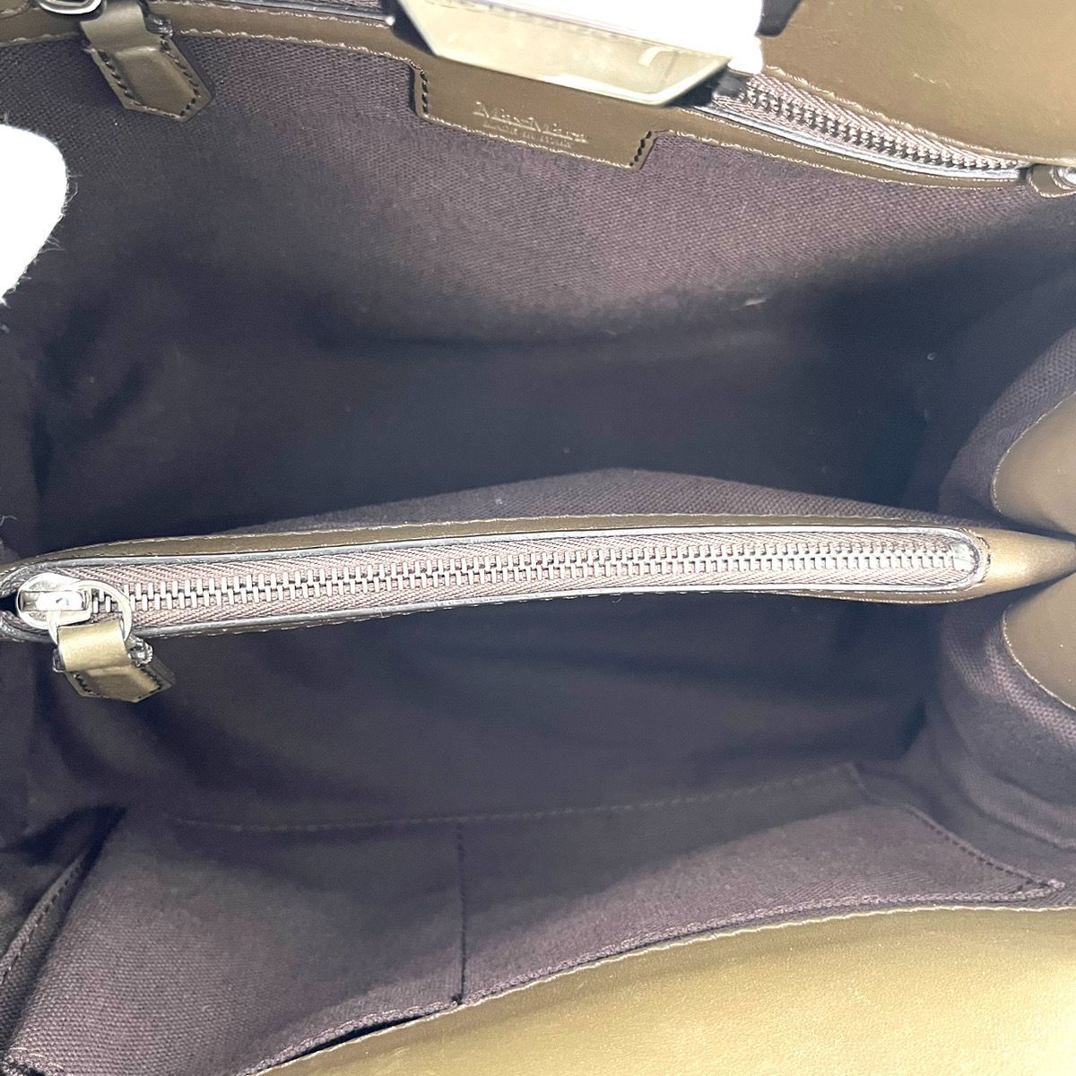 マックスマーラ Max Mara 2WAY フリンジレザーハンドバッグオリーブ 