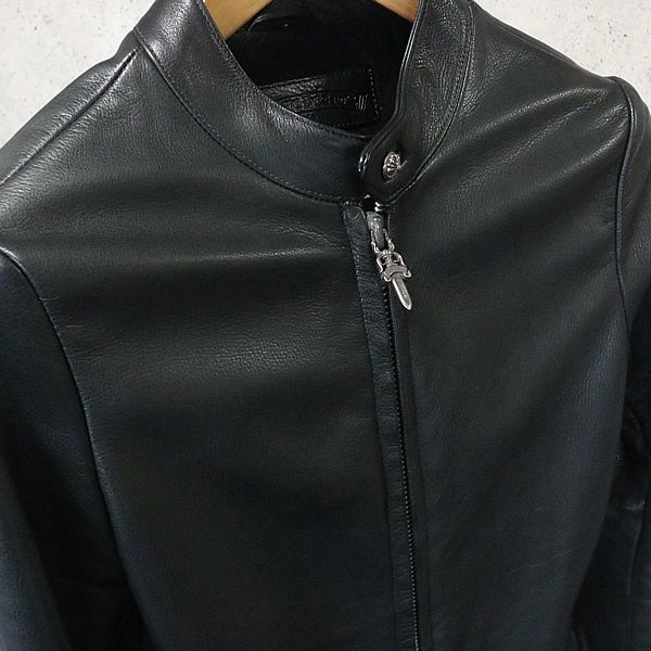 銀座店 クロムハーツ カシミヤストレート レザー ライダース