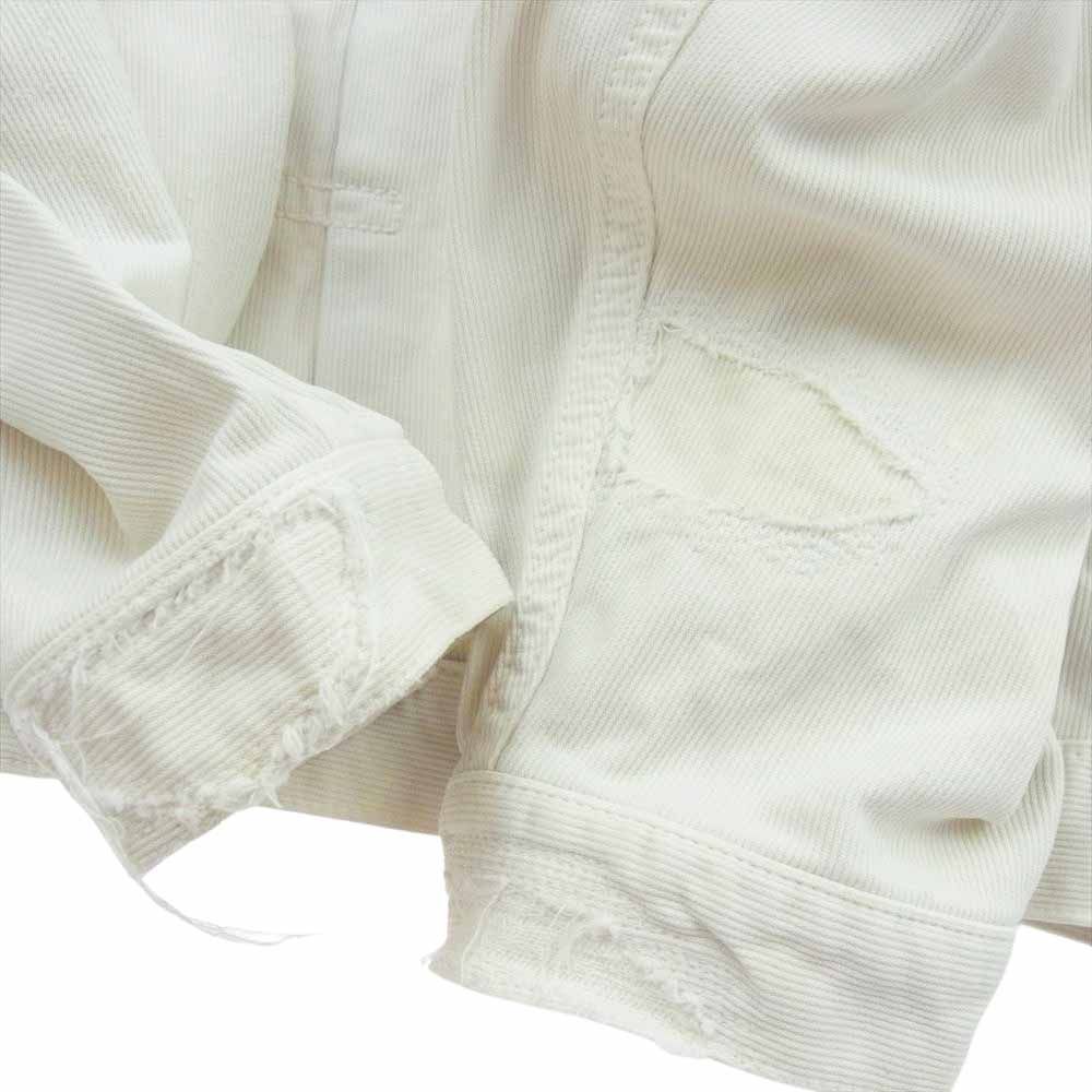 VISVIM ビズビム ジャケット 22SS 0122105013024 101XX JKT CRASH DRY PIQUE ダメージ加工 ガーメントダイ コットンピケ デニムジャケット ホワイト系 1【美品】【中古】 VISVIM ビズビム ジャケット 22SS 0122105013024 101XX JKT CRASH DRY