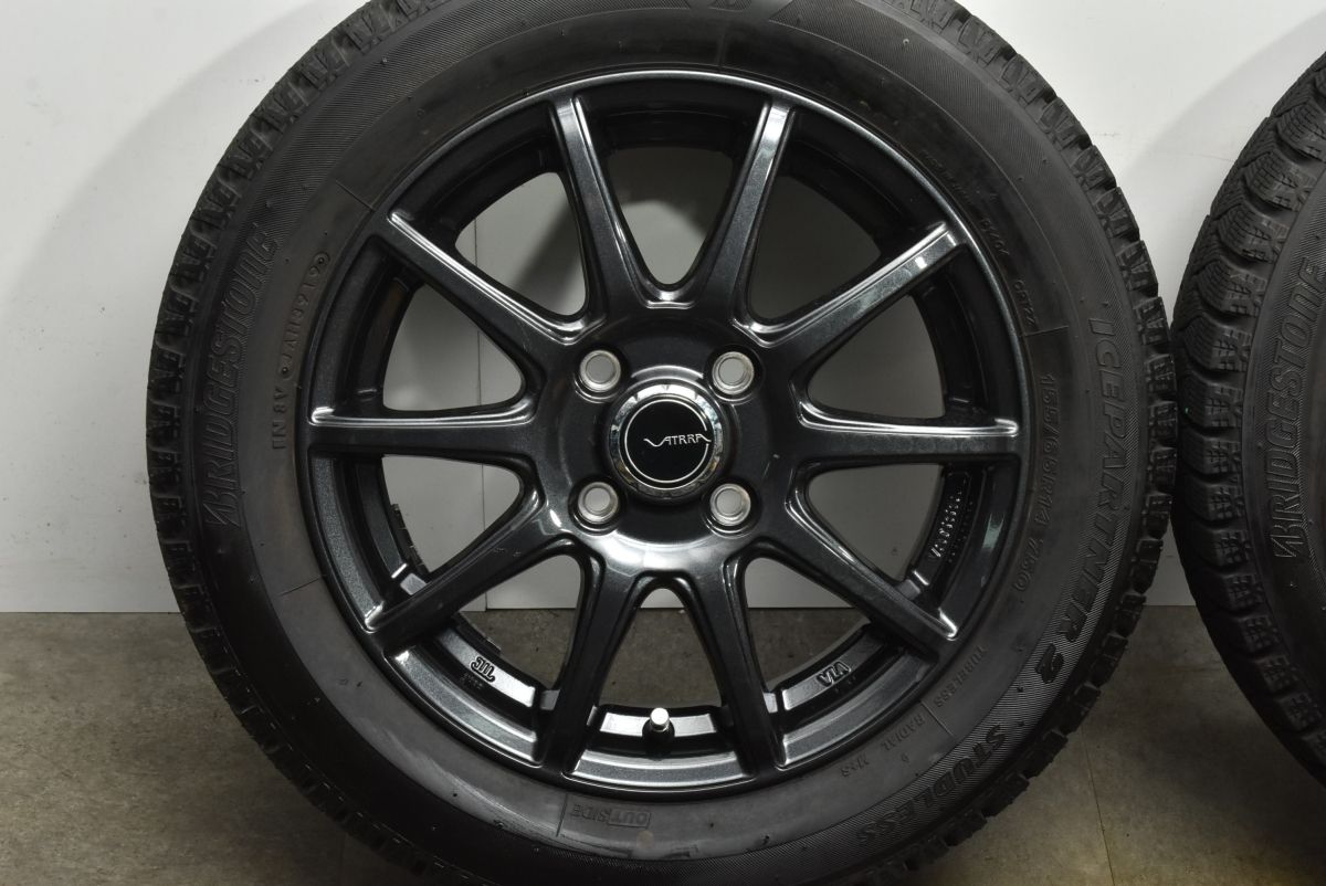 【良好品】VATRRA 14in 4.5J +45 PCD100 ブリヂストン アイスパートナー2 155/65R14 ピクシス N-BOX デイズ モコ サクラ ワゴンR タント