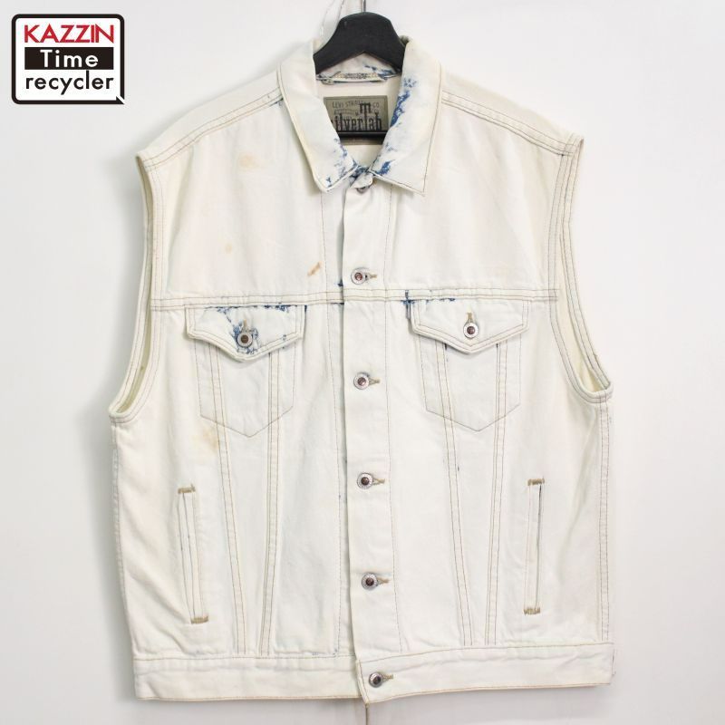 90s USA製 vintage Levi's シルバータブ silverTab ブリーチ デニムベスト メンズ 表記Lサイズ