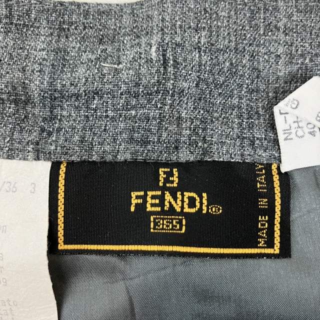 フェンディ FENDI スカート ひざ丈 リネン グレー 42 約L □WY