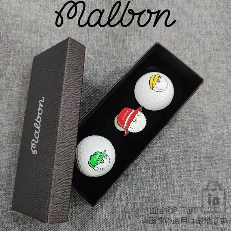 malbon golf マルボンゴルフ ゴルフボックス 2枚 ゴルフボール＆マーカーセット スポーツ 小物 プレゼント