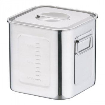 三宝産業 18-8深型角キッチンポット 目盛付 手付 21cm AKK06021