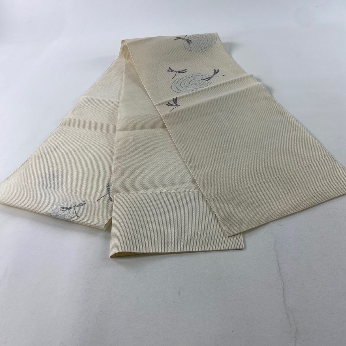 自然糸 からむし 八寸名古屋帯 ベージュ×ダークブラウン 格子 夏帯 美品 お仕立て代込＞和苧（からむし）八寸名古屋帯 夏帯 工房 をー
