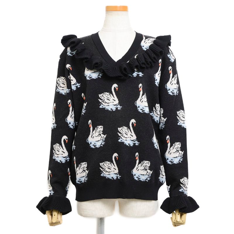 ステラマッカートニー白鳥柄フリルニット