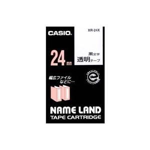 （まとめ）カシオ CASIO 透明テープ XR-24X 透明に黒文字 24mm