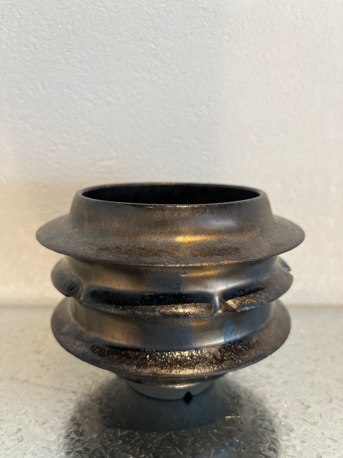 手作り 岩釉黑土植物鉢 メタリック釉④ STEELWINDOWSANDDOORS_COM